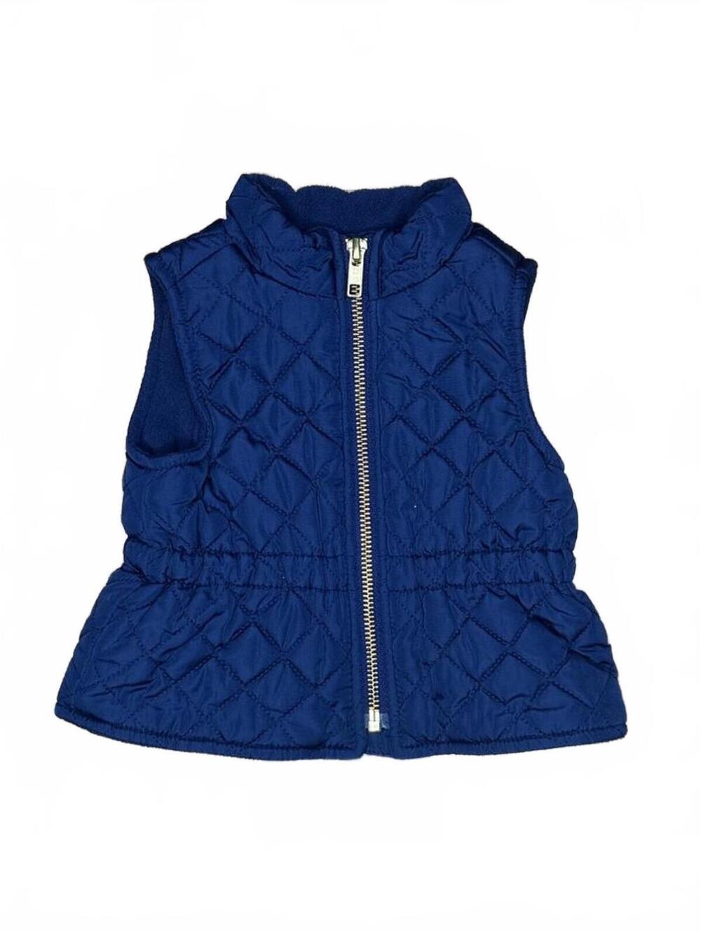 Old Navy Quilted Puffer Vest Baby 3-6M Navy Blue Zip Front